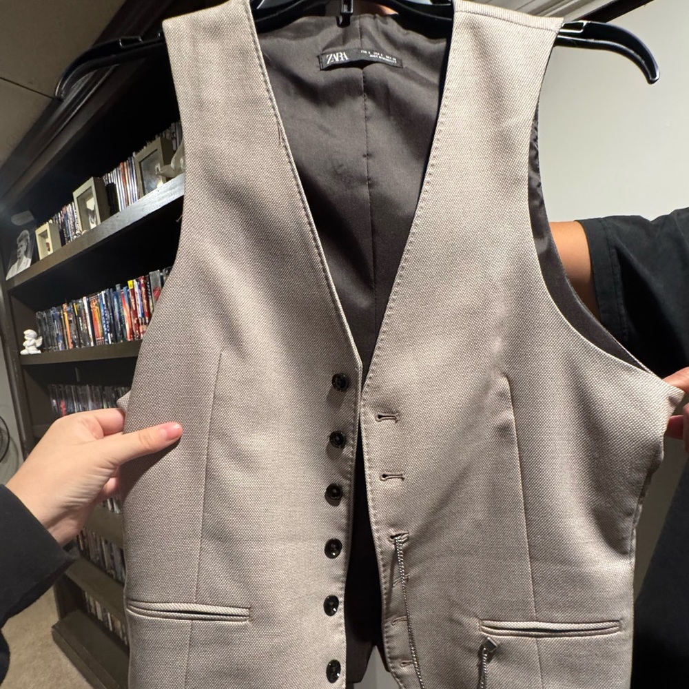 Zara Dark Gray Satin Vest